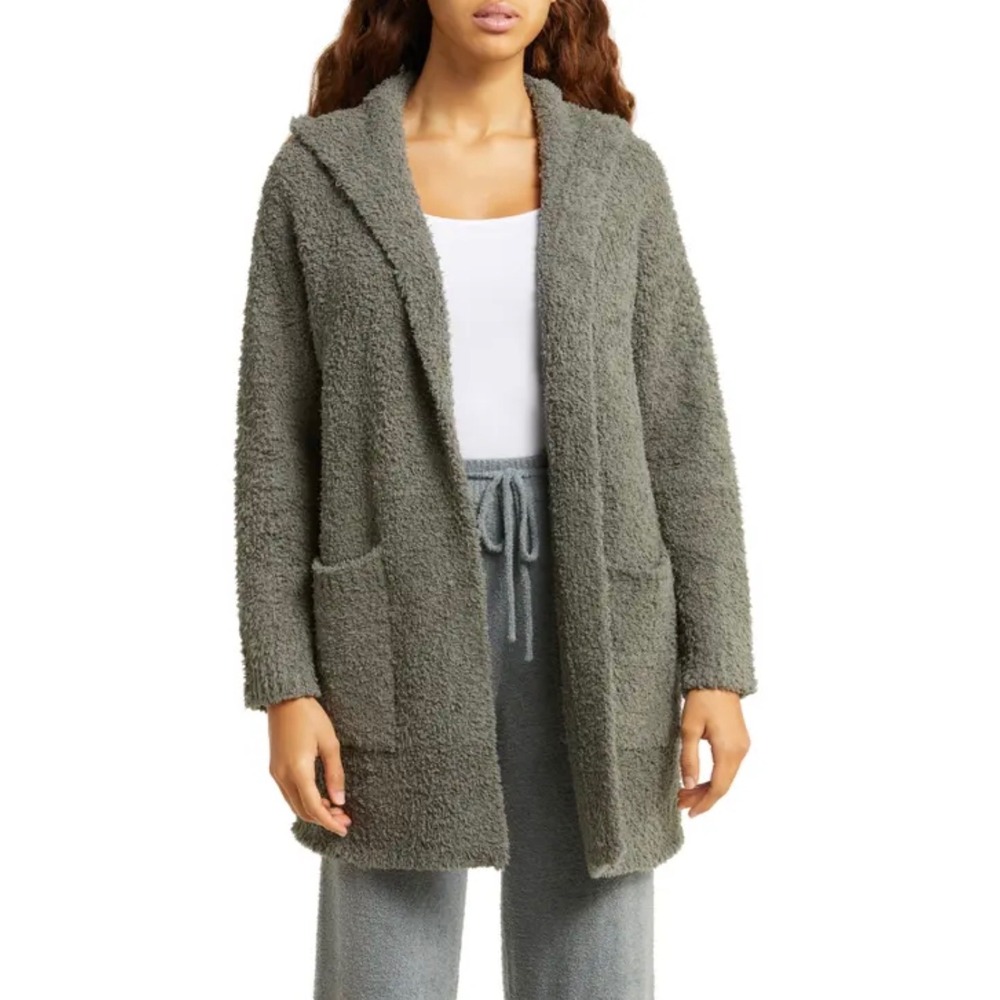 Barefoot‎ Dreams CozyChic™ Bouclé Hooded Cardigan Green Sz S